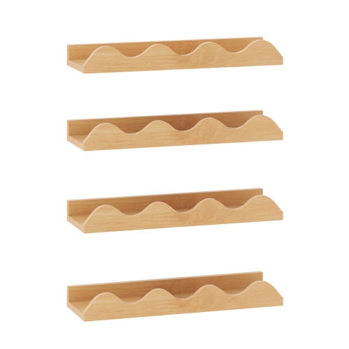Costway Kids Bookshelf Set of 4 with Fir Wood Structure & Wavy Anti-Falling Edge