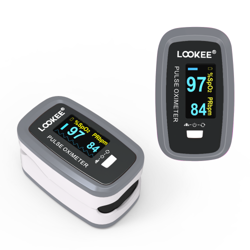 LOOKEE Premium Pulse Oximeter | Proudly Canadian | Fingertip Oxygen Therapy Monitor | SpO2 Blood Oxygen Saturation Monitor with Auto Rotate OLED