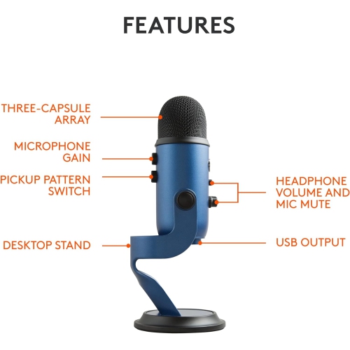 Microphone USB Blue Yeti Nano de Logitech For Creators pour le jeu, la diffusion en continu, les baladoémissions, YouTube, l'enregistrement pour PC