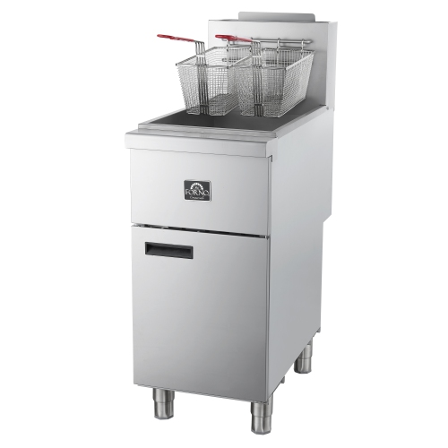 FORNO Commerciale Natural Gas Deep Fryer, 4 Burners 120,000 BTU, 50 lbs Oil Capacity