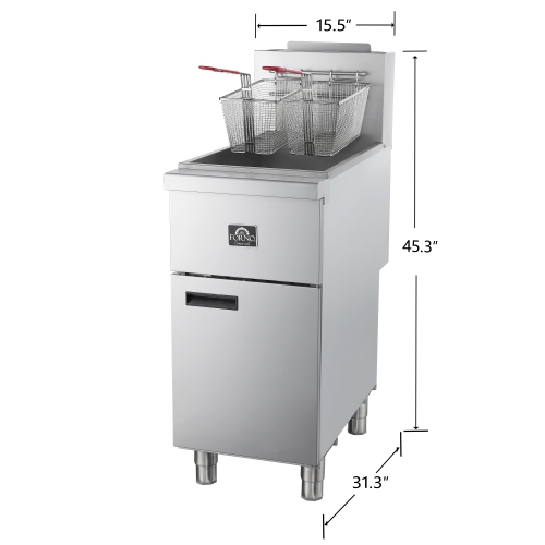 FORNO Commerciale Natural Gas Deep Fryer, 4 Burners 120,000 BTU, 50 lbs Oil Capacity