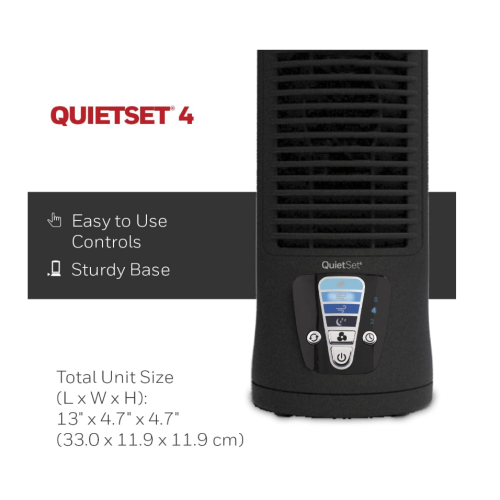 Ventilateur de table/de bureau personnel de 13&nbsp;po HTF210BC QuietSetMD de Honeywell, mince, mini tour, ventilateur oscillant, portatif Commandes