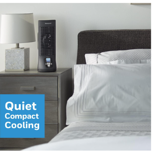 Ventilateur de table/de bureau personnel de 13&nbsp;po HTF210BC QuietSetMD de Honeywell, mince, mini tour, ventilateur oscillant, portatif Commandes