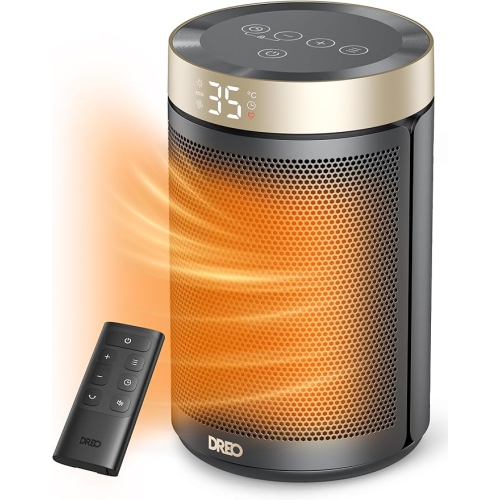 Dreo Space Heater for Indoor Use, 1500W PTC Portable Electric Heaters with Remote for Bedroom, 3 Modes, 12H Timer, Quiet Ceramic Room Heater with