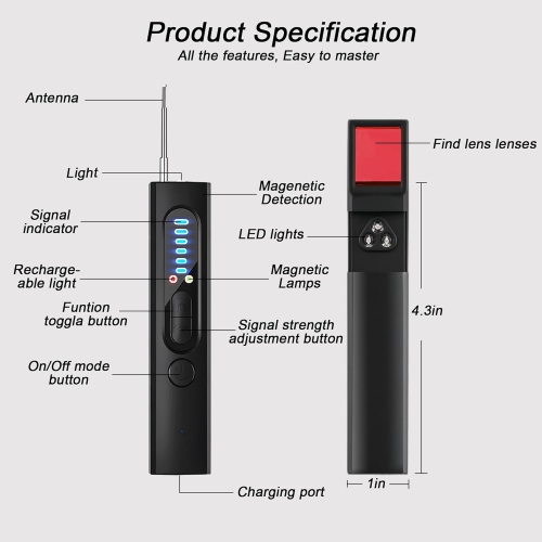 X13 Hidden Camera Detector, Anti-Spy Detector, Hidden Device GPS Detector, Camera Detector, Bug Detector