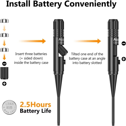 MidTen Red Laser Bore Sight Kit Multiple Caliber for .177 to 12GA Caliber with Big Press Switch Red Dot BoreSighter with 2 Sets of Batteries