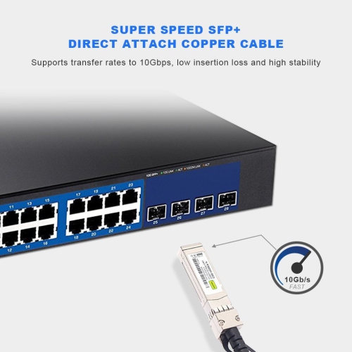 10GTEK 10G SFP+ DAC Twinax Cable, 5M Passive Direct Attach Copper Cable, SFP+ to SFP+ High-Speed Network Patch Cord