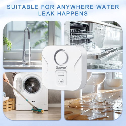 Geevon détecteurs 5 de fuites d'eau pour la maison, 100&nbsp;dB détecteurs de fuites puissants avec alerte de goutte pour la cuisine, le sous-sol, la