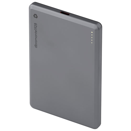 Dbramante1928 Re-Charge 5000 mAh 15W USB-C Power Bank with Wireless MagSafe and Qi2 Charger - Grey