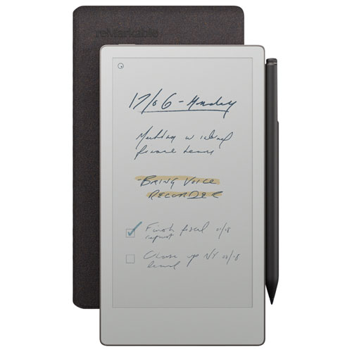 Tablette en papier électronique reMarkable Paper Pro Move 7,3 po 64 Go avec stylet Marker Plus et étui folio en poly - Basalte