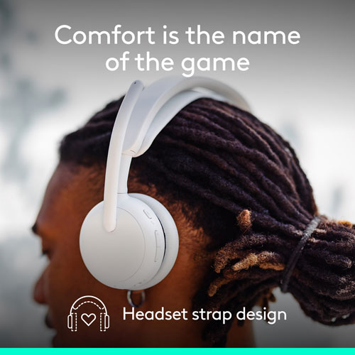 Casque d'écoute Bluetooth à suppression du bruit sans fil Zone 2 ES de Logitech pour PC - Blanc cassé
