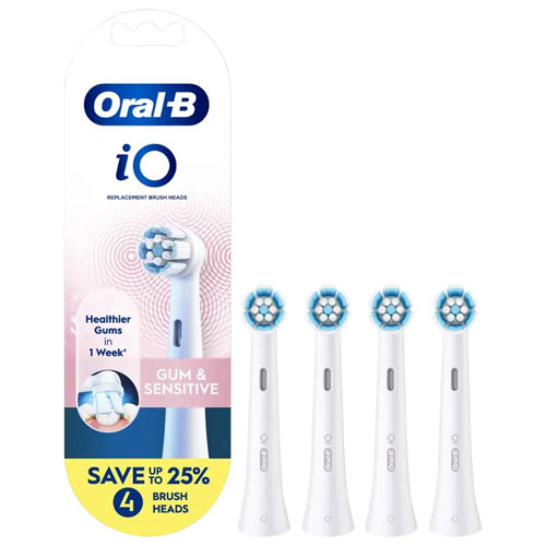 Têtes de brosse de rechange Gencives et soin des dents sensibles iO Series d'Oral-B - Paquet de 4 - Blanc