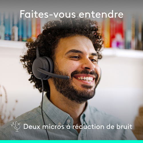 Casque d'écoute avec fil à suppression active du bruit Zone 2 de Logitech - Graphite