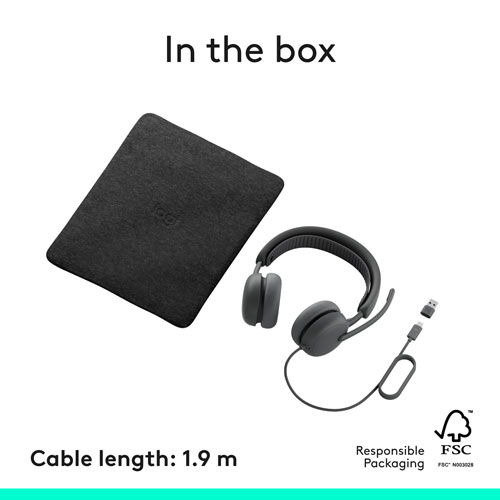 Casque d'écoute avec fil à suppression active du bruit Zone 2 de Logitech - Graphite