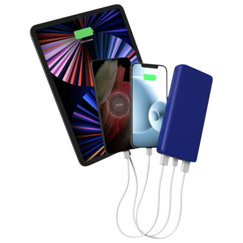 Chargeur portable à deux ports USB-A/USB-C PD 15 W 20 000 mAh Powerstation de Mophie - Bleu