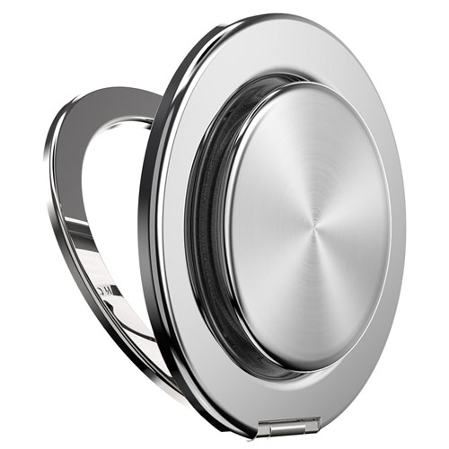 Support universel à prise pour cellulaire avec MagSafe PopGrip Kick-Out de PopSockets - Aluminium argenté radial