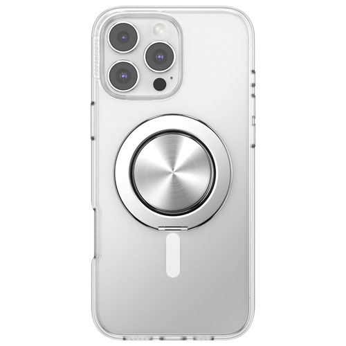 Support universel à prise pour cellulaire avec MagSafe PopGrip Kick-Out de PopSockets - Aluminium argenté radial