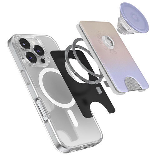 PopSockets MagSafe PopWallet+ Universal Cell Phone Expanding Grip & Stand - Metallic Morning Haze