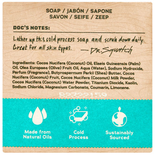 Pain de savon naturel pour hommes de Dr. Squatch - Coconut Castaway