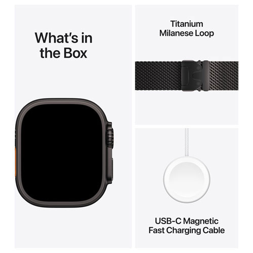 Koodo Apple Watch Ultra 3 (GPS + Cellular) 49mm Black Titanium Case with Black Titanium Milanese Loop - Small - Monthly Tab Payment