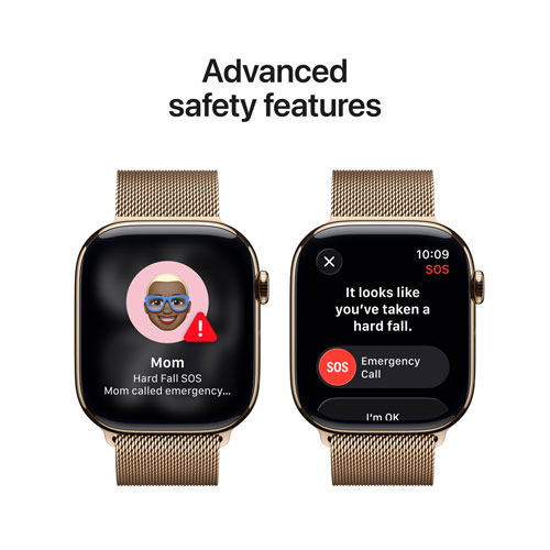 Apple Watch Series 11 avec boîtier de 42 mm en titane or et bracelet milanais or avec Freedom Mobile - Moyen/Grand - Paiement Balance mensuel