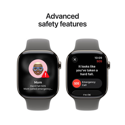 Apple Watch Series 11 (GPS + cellulaire) avec boîtier de mm en titane naturel et bracelet gris pierre