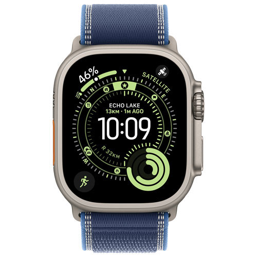 TELUS Apple Watch Ultra 3 49mm Natural Titanium Case with Blue/Bright Blue Trail Loop - Medium/Large - Monthly Financing
