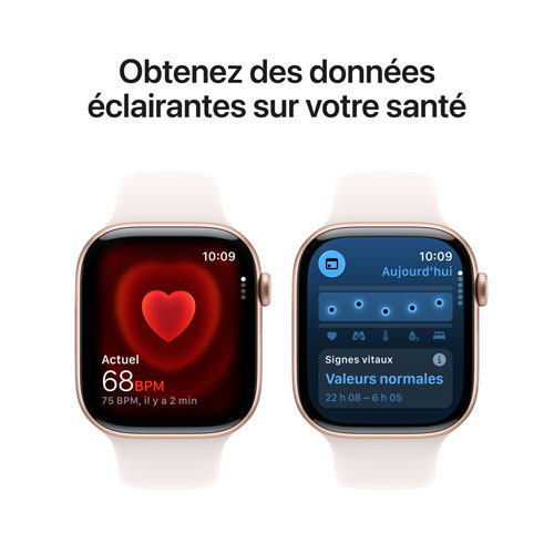 Apple Watch Series 11 (GPS + cellulaire) avec boîtier de 42mm en aluminium rose doré et bracelet sport rose tendre par Koodo - Moyen/Grand - Paiement Balance mensuel