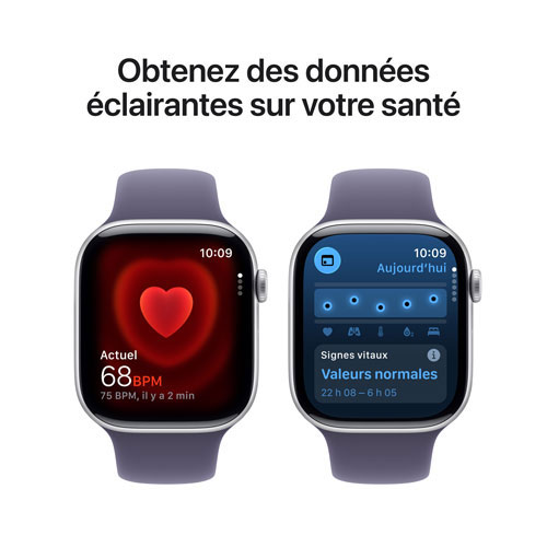 Apple Watch Series 11 avec boîtier de 46 mm en aluminium argent et bracelet sport brume violette avec Rogers - Petit/Moyen - Financement mensuel