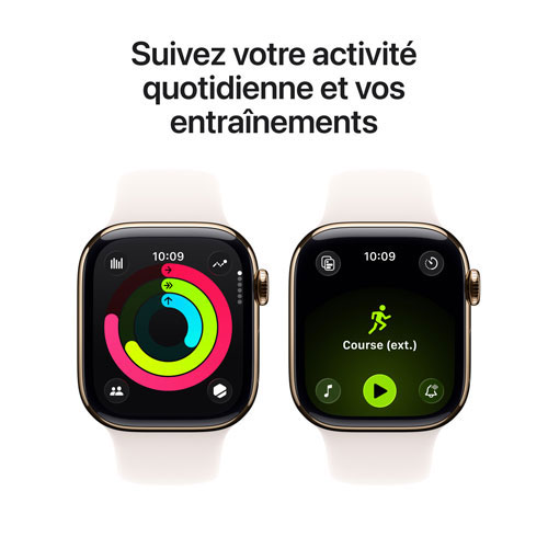 Freedom Mobile Apple Watch Series 11 42mm Gold Titanium Case with Light Blush Sport Band - Medium/Large - Monthly Tab Payment