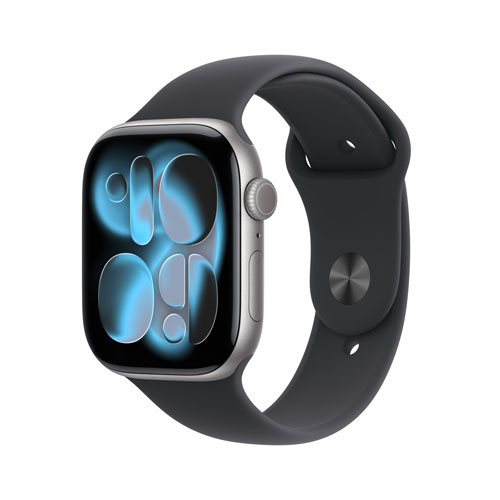 Rogers Apple Watch Series 11 46mm Space Grey Aluminum Case with Black Sport Band - Medium/Large - Monthly Financing