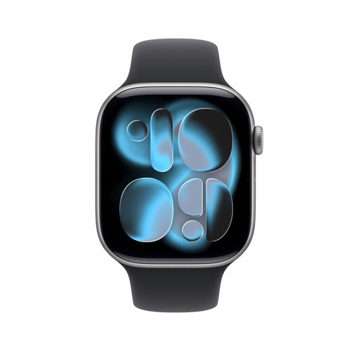 TELUS Apple Watch Series 11 46mm Space Grey Aluminum Case with Black Sport Band - Medium/Large - Monthly Financing