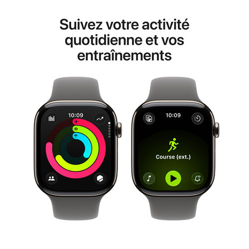 Apple Watch Series 11 avec boîtier de 46 mm en titane naturel et bracelet sport gris pierre avec Freedom Mobile - Moyen/Grand - Paiement Balance