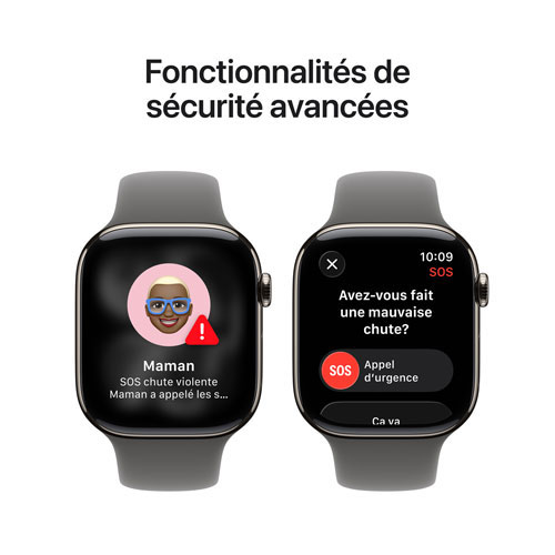 Apple Watch Series 11 (GPS + Cellulaire) avec boîtier de 46 mm en titane naturel et bracelet sport gris pierre avec Rogers - Petit/Moyen - Financement mensuel