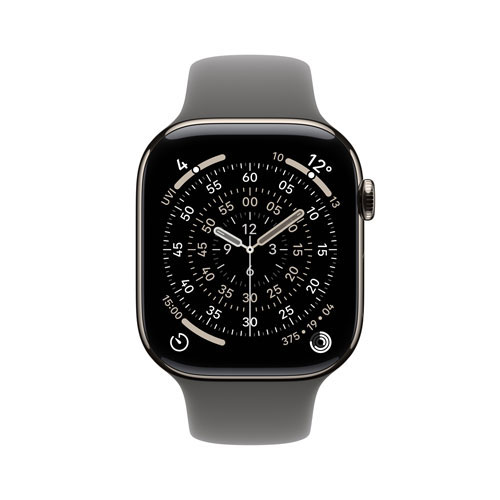 TELUS Apple Watch Series 11 (GPS + Cellular) 46mm Natural Titanium Case with Stone Grey Sport Band - Medium/Large - Monthly Financing