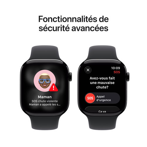 Apple Watch Series 11 avec boîtier de 46 mm en aluminium noir de jais et bracelet sport noir avec Rogers - Petit/Moyen - Financement mensuel