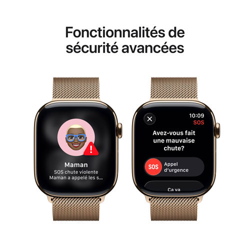 Apple Watch Series 11 avec boîtier de 46 mm en titane or et bracelet milanais or avec Rogers - Moyen/Grand - Financement mensuel