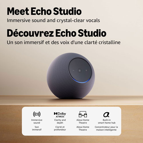 Haut-parleur intelligent Echo Studio d'Amazon avec Alexa+ - Graphite