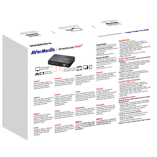 Carte de saisie vidéo USB 3.0 1080p StreamLine MINI+ d'AverMedia