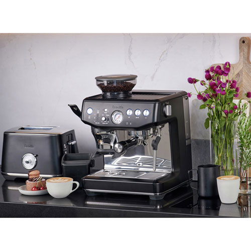 Refurbished - Breville Barista Express Impress Espresso Machine w/Frother&Coffee Grinder - Black Truffle - Remanufactured by Breville