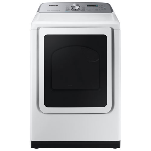 Boîte ouverte - Sécheuse électrique à vapeur de 7,4 pi³ de Samsung (DVE52DG5505WAC) - Blanc - Endommagé