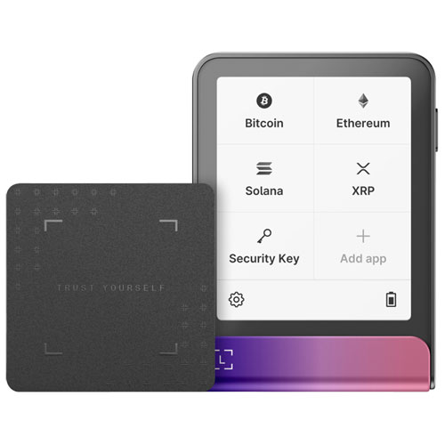 Portefeuille physique de cryptomonnaie à encre électronique 2,84 po USB-C/Bluetooth avec clé de récupération Flex de Ledger - Fuchsia cendré