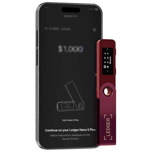 Portefeuille physique de cryptomonnaie USB-C Nano S Plus de Ledger - Fuchsia cendré