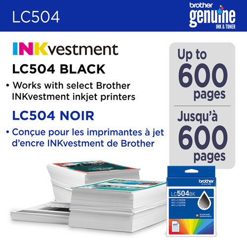 Cartouche d'encre noire de Brother (LC504BKS)