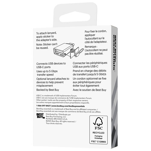 Best Buy Essentials USB-C Male to USB Female Adapter (BE-ADAPT2USBCB-C) - 2 Pack - Only at Best Buy