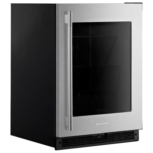 KitchenAid Undercounter 5.2 Cu. Ft. Bar Fridge - Black Cabinet/Stainless Doors