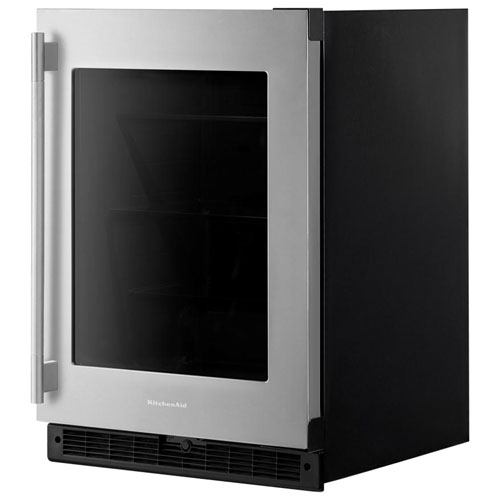 KitchenAid Undercounter 5.2 Cu. Ft. Bar Fridge - Black Cabinet/Stainless Doors