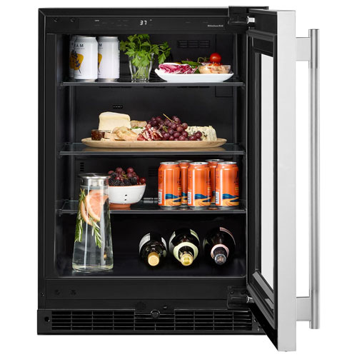 KitchenAid Undercounter 5.2 Cu. Ft. Bar Fridge - Black Cabinet/Stainless Doors