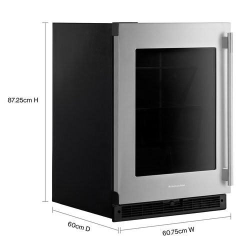 Réfrigérateur de bar de 5,2 pi³ sous le comptoir de KitchenAid - Boîtier noir/Portes en acier inoxydable