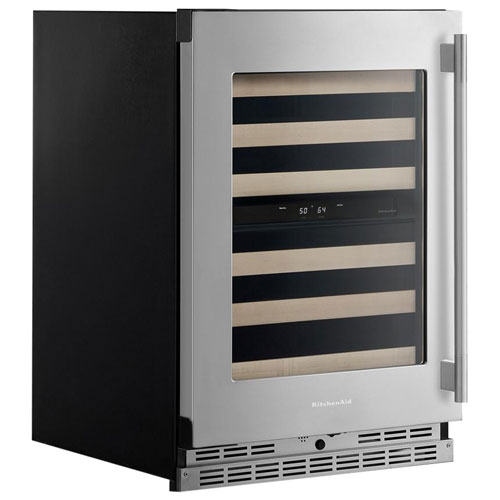KitchenAid Undercounter 46-Bottle Freestanding Wine Cellar - PrintShield Stainless Finish